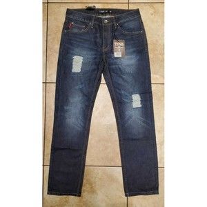 Tykes Dickies Denim Jeans Slim Fitting Taper Dark Wash Blue Size 31 NEW W TAGS